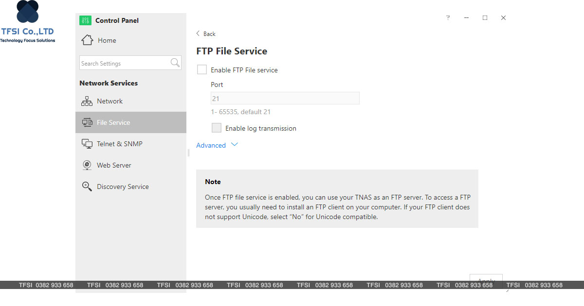 Truy cập file service đến dịch vụ tệp FTP
