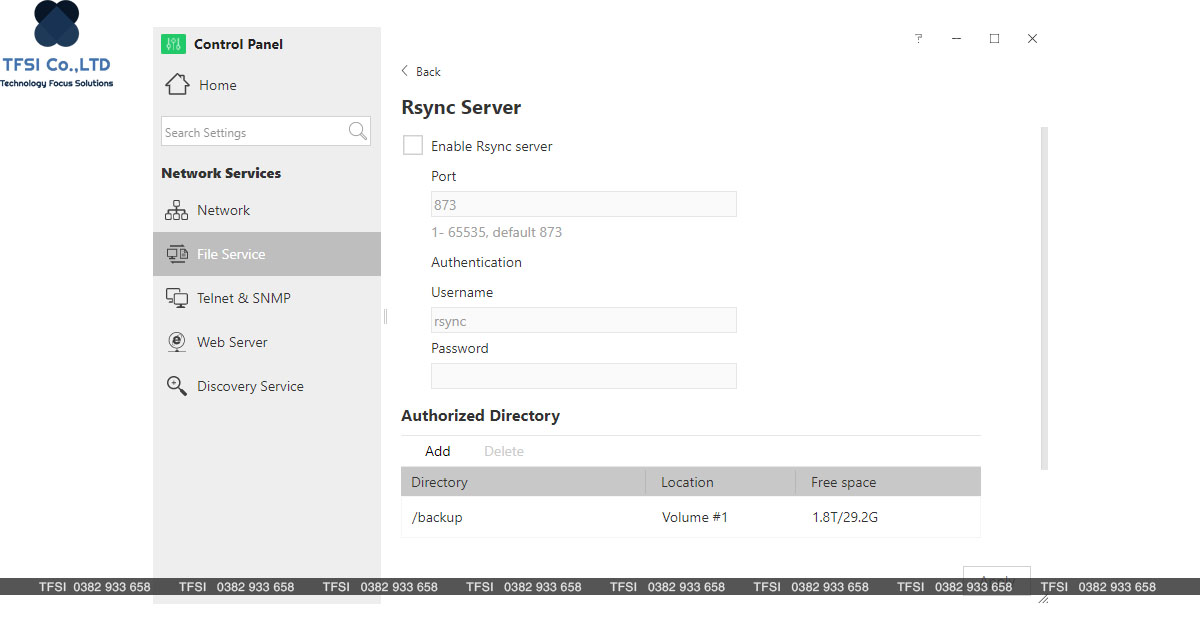 Truy cập file service đến dịch vụ tệp NSync Server